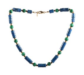 Gold filled ketting lapis lazuli heishi kralen met malachiet Gold filled ketting lapis lazuli heishi kralen met malachiet
