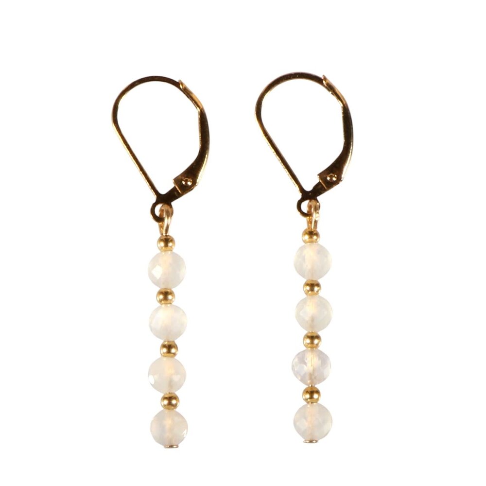 Gold filled oorbellen maansteen (regenboog) | facet 4 mm Gold filled oorbellen maansteen (regenboog) | facet 4 mm