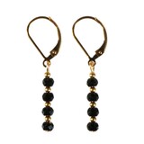 Gold filled oorbellen toermalijn (zwart) | 4 x 3 mm facet rondelles