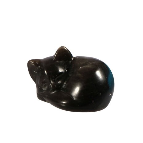 Obsidiaan (zilver) liggende kat | 3 x 2,5 x 2 cm Obsidiaan (zilver) liggende kat | 3 x 2,5 x 2 cm