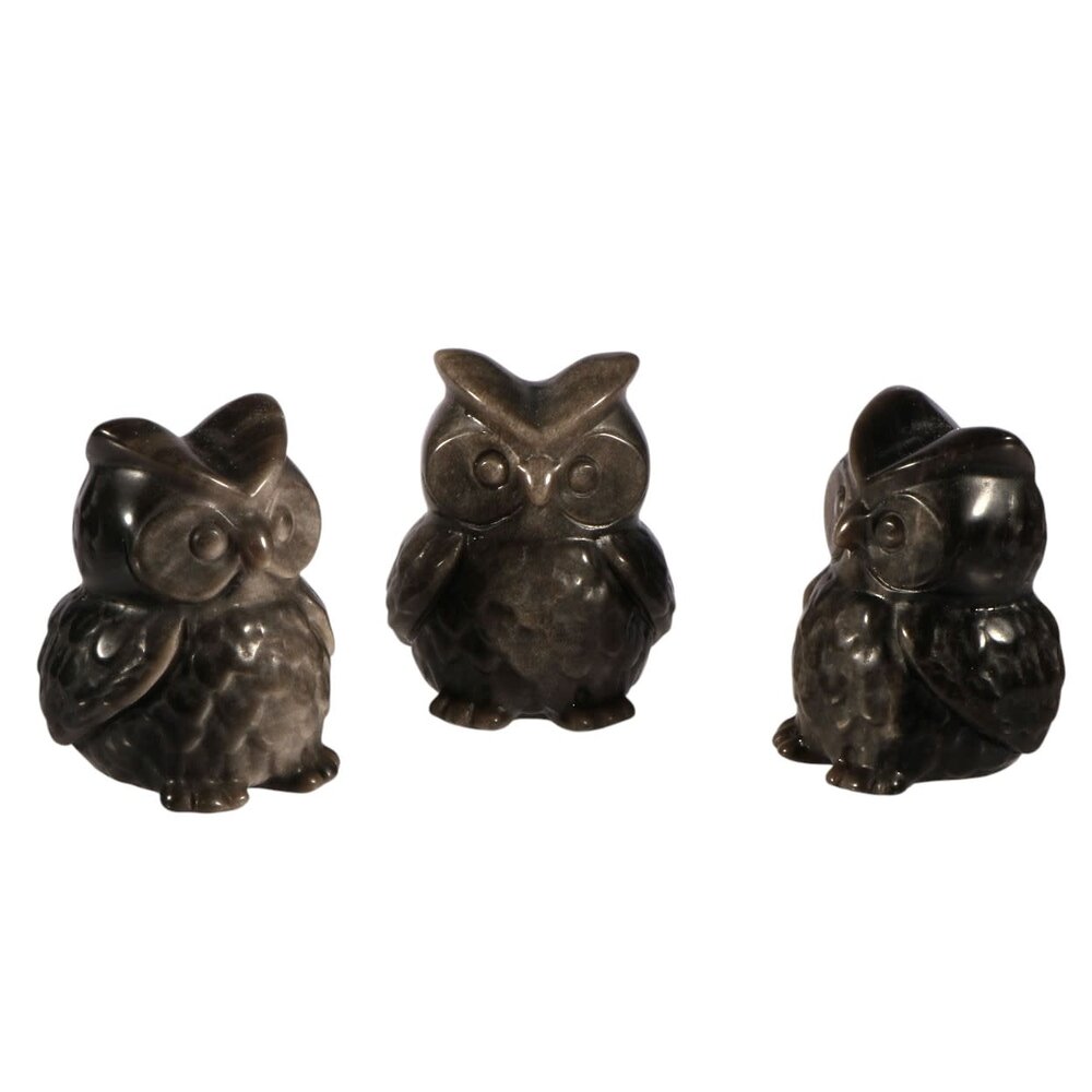 Obsidiaan (zilver) uil | 5 x 4 x 3,5 cm Obsidiaan (zilver) uil | 5 x 4 x 3,5 cm