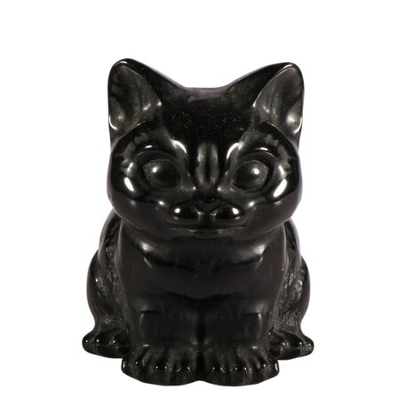 Obsidiaan (zwart) kat 10 x 8 x 6,5 cm Obsidiaan (zwart) kat 10 x 8 x 6,5 cm