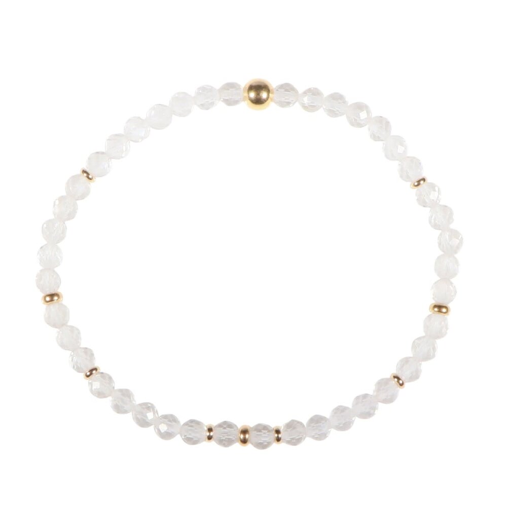 Bergkristal gold filled armband 4 mm facet | op elastiek Bergkristal gold filled armband 4 mm facet | op elastiek