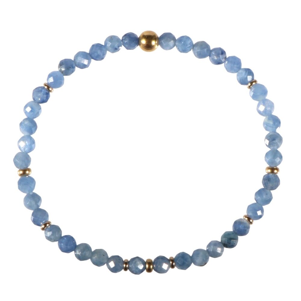 Kyaniet gold filled armband 4 mm facet | op elastiek Kyaniet gold filled armband 4 mm facet | op elastiek