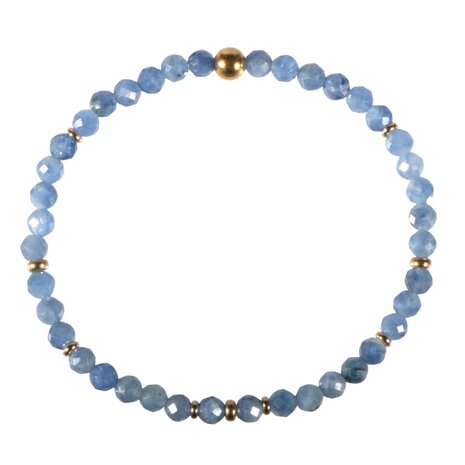 Kyaniet gold filled armband 4 mm facet | op elastiek Kyaniet gold filled armband 4 mm facet | op elastiek