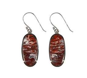 Zilveren oorbellen agaat (kant) ovaal 2,3 x 1,1 cm Zilveren oorbellen agaat (kant) ovaal 2,3 x 1,1 cm