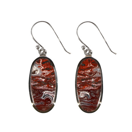 Zilveren oorbellen agaat (kant) ovaal 2,3 x 1,1 cm Zilveren oorbellen agaat (kant) ovaal 2,3 x 1,1 cm