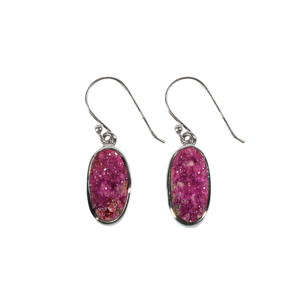 Zilveren oorbellen calciet (cobalto) | ovaal ruw 1,6 x 0,8 cm Zilveren oorbellen calciet (cobalto) | ovaal ruw 1,6 x 0,8 cm