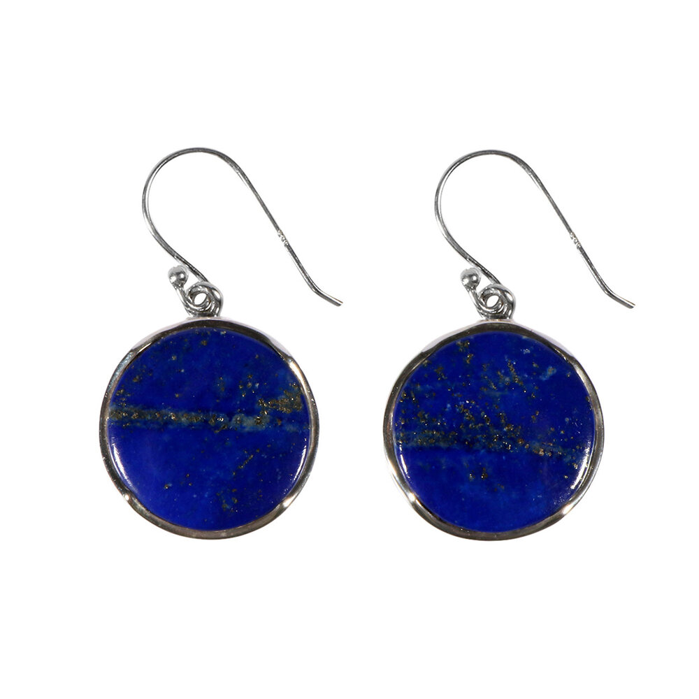 Zilveren oorbellen lapis lazuli | rond 1,9 cm Zilveren oorbellen lapis lazuli | rond 1,9 cm