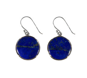 Zilveren oorbellen lapis lazuli | rond 1,9 cm Zilveren oorbellen lapis lazuli | rond 1,9 cm