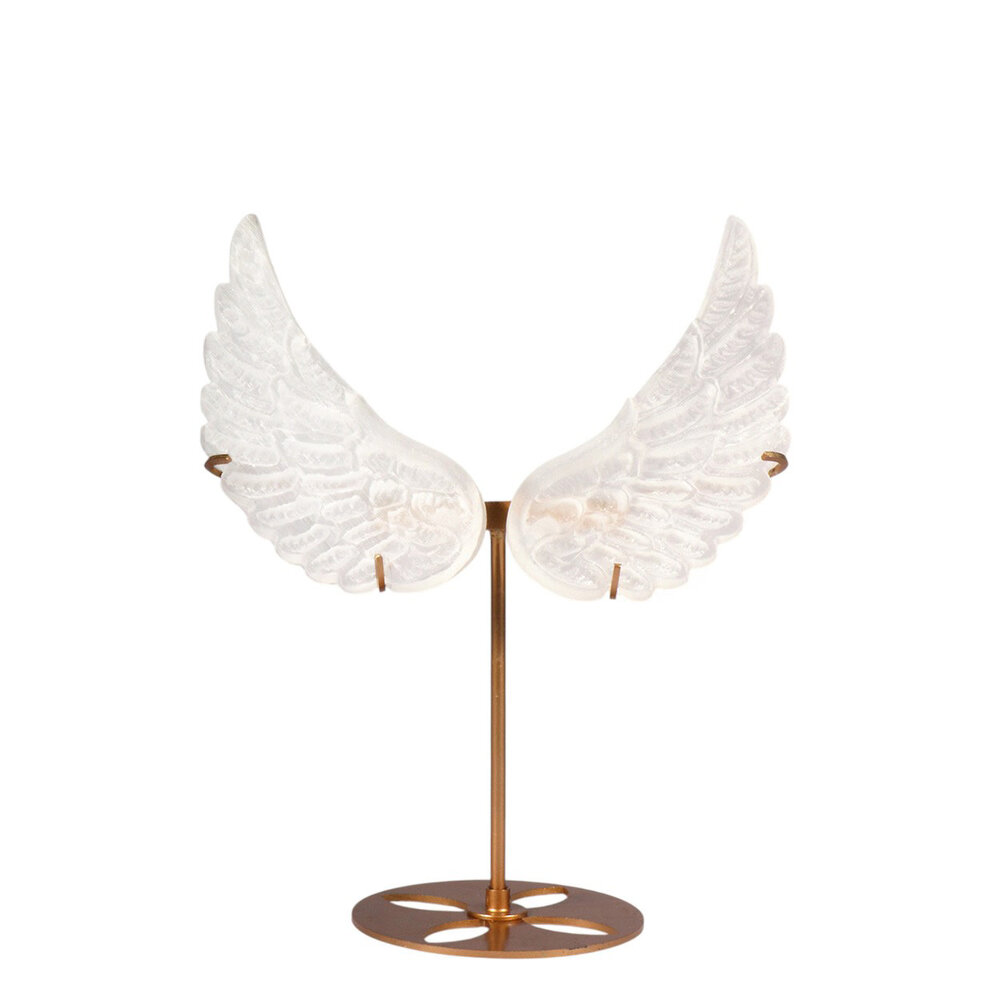 Seleniet engelenvleugels op standaard (goudkleur) 14 x 17,5 cm Seleniet engelenvleugels op standaard (goudkleur) 14 x 17,5 cm