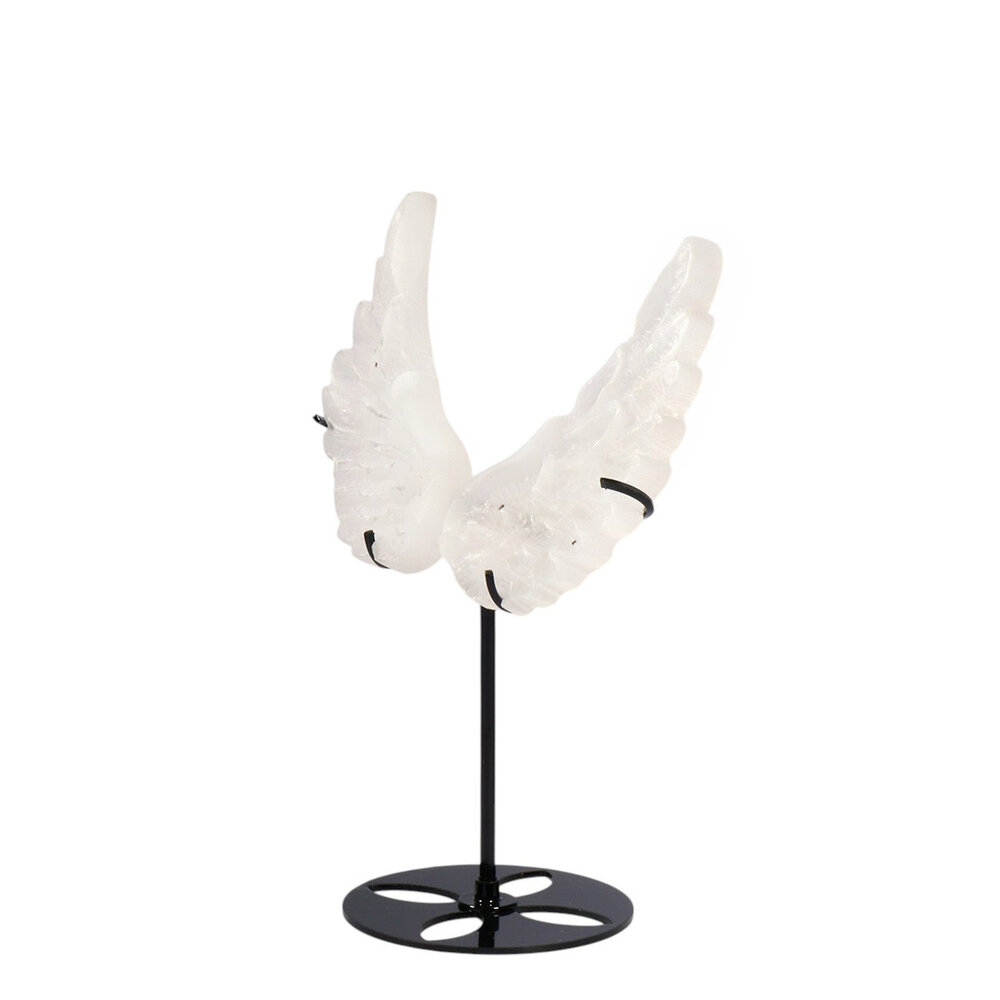 Seleniet engelenvleugels op standaard (zwart) 14 x 17,5 cm Seleniet engelenvleugels op standaard (zwart) 14 x 17,5 cm