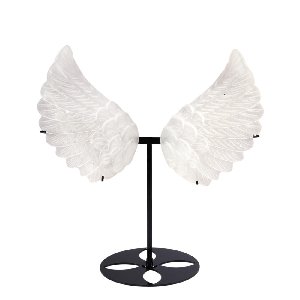 Seleniet engelenvleugels op standaard (zwart) 29 x 32 cm