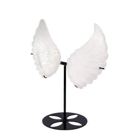 Seleniet engelenvleugels op standaard (zwart) 29 x 32 cm