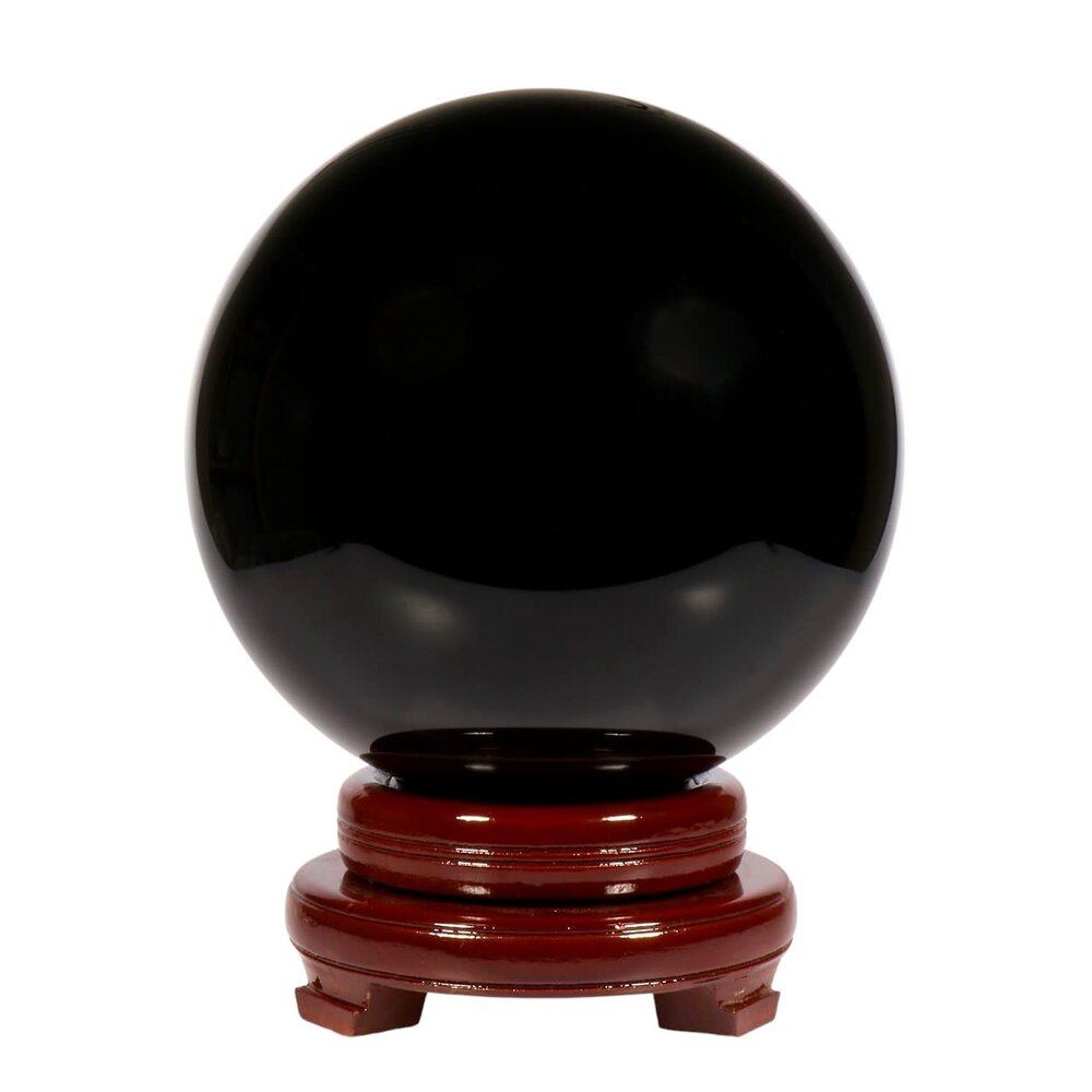 Obsidiaan (zwart) bol met standaard 195 mm | 10 kg Obsidiaan (zwart) bol met standaard 195 mm | 10 kg