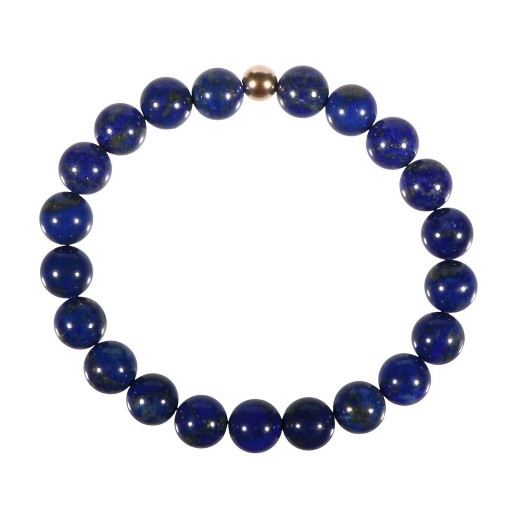 Lapis lazuli armband A-kwaliteit met 14k gouden kraal | 8 mm Lapis lazuli armband A-kwaliteit met 14k gouden kraal | 8 mm
