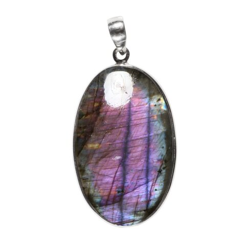 Zilveren hanger labradoriet (paars) | ovaal 3,9 x 2,4 cm Zilveren hanger labradoriet (paars) | ovaal 3,9 x 2,4 cm