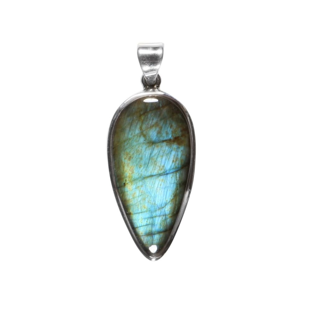 Zilveren hanger labradoriet | druppel 3,3 x 1,6 cm Zilveren hanger labradoriet | druppel 3,3 x 1,6 cm