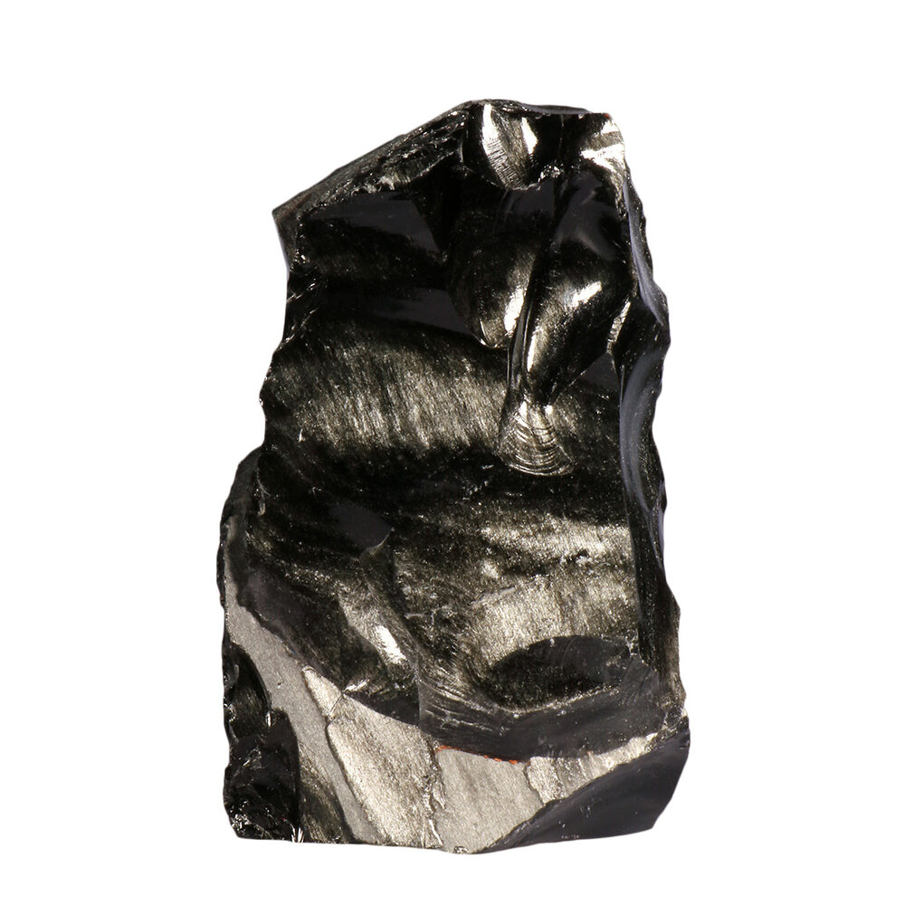 Obsidiaan (zilver) ruw staand 14 x 9 x 23 cm | 3933 gram