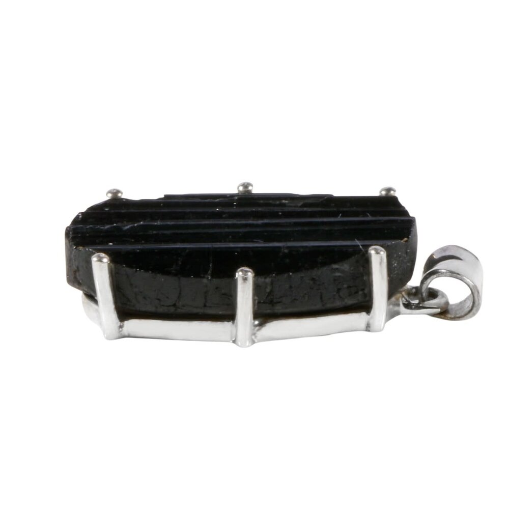 Zilveren hanger toermalijn (zwart) | ovaal ruw gezet 3 x 1,7 cm Zilveren hanger toermalijn (zwart) | ovaal ruw gezet 3 x 1,7 cm