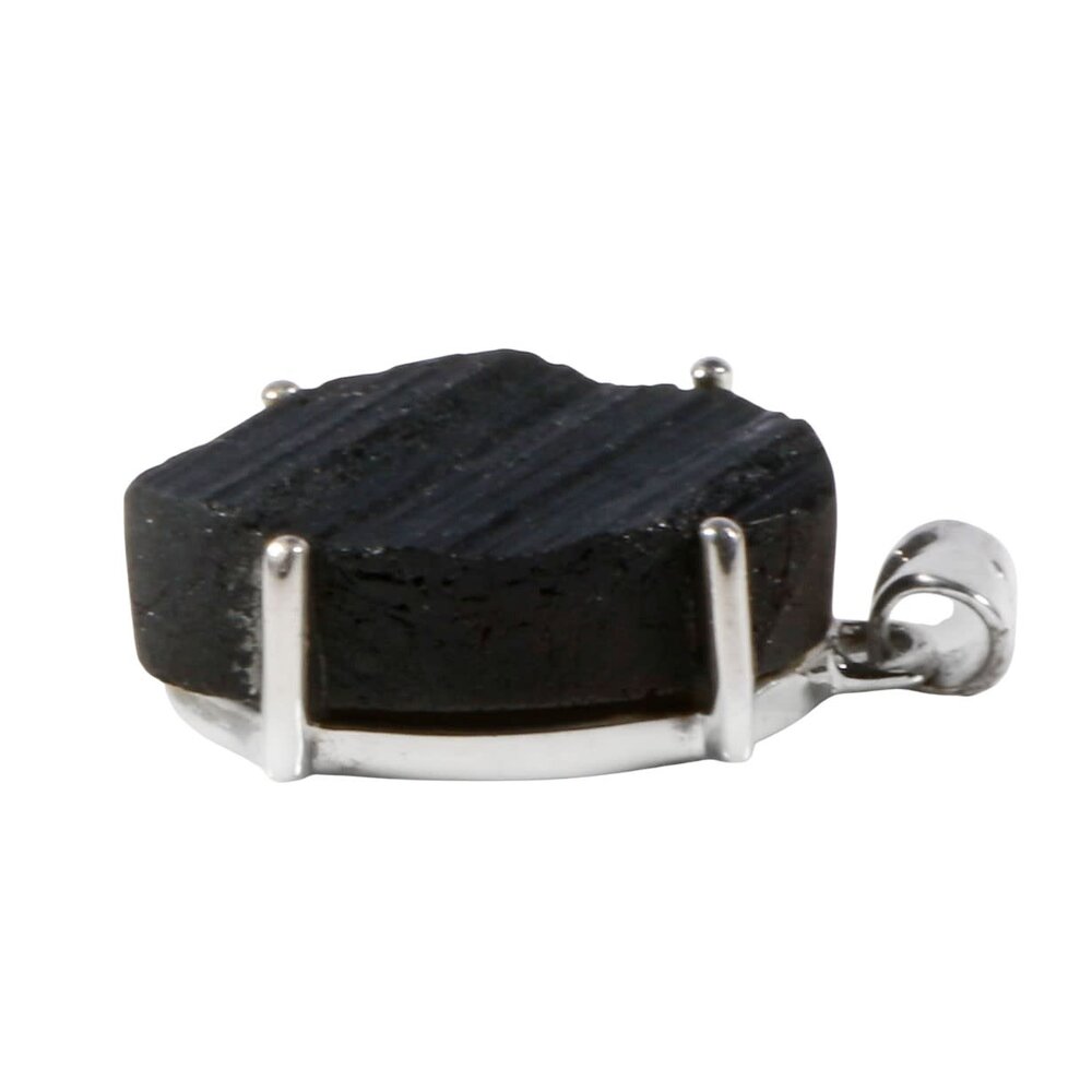 Zilveren hanger toermalijn (zwart) | ovaal ruw gezet 2,5 x 1,7 cm Zilveren hanger toermalijn (zwart) | ovaal ruw gezet 2,5 x 1,7 cm