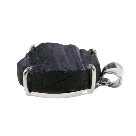 Zilveren hanger toermalijn (zwart) | rond ruw gezet 2,3 cm Zilveren hanger toermalijn (zwart) | rond ruw gezet 2,3 cm