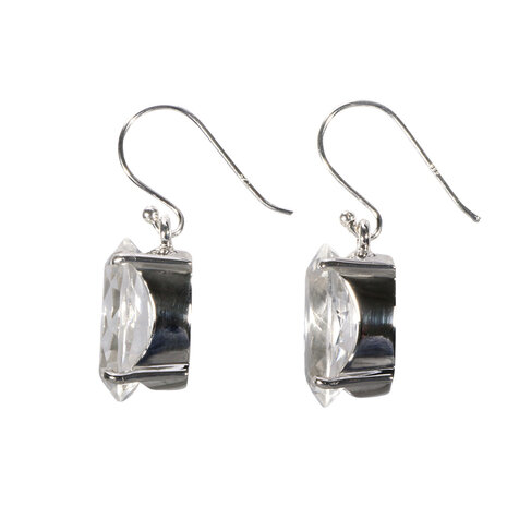 Zilveren oorbellen bergkristal | ovaal facet gezet 1,8 x 1,4 cm