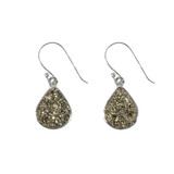 Zilveren oorbellen pyriet | druppel 1,4 x 1,1 cm Zilveren oorbellen pyriet | druppel 1,4 x 1,1 cm