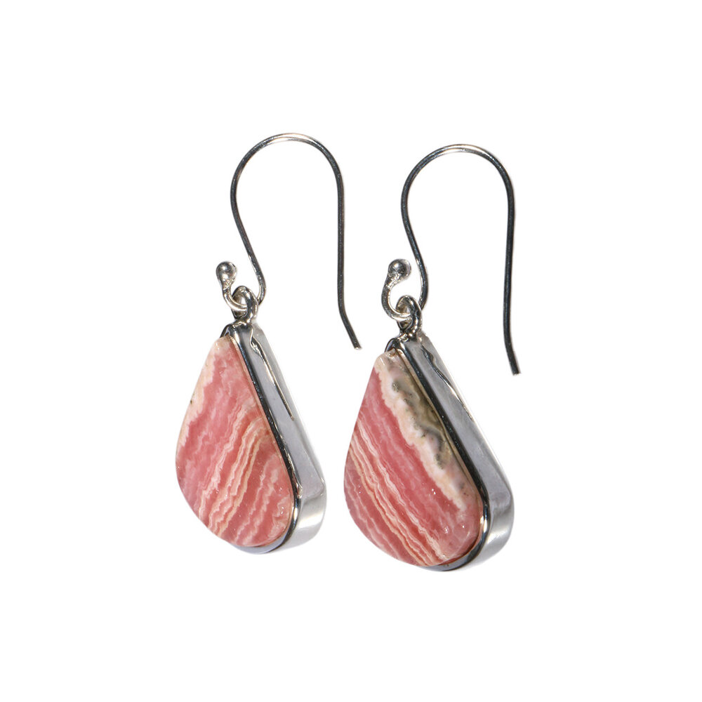 Zilveren oorbellen rhodochrosiet druppel 1,7 x 1,6 cm Zilveren oorbellen rhodochrosiet druppel 1,7 x 1,6 cm