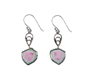 Zilveren oorbellen toermalijn (watermeloen) | 1,3 x 1,3 cm Zilveren oorbellen toermalijn (watermeloen) | 1,3 x 1,3 cm