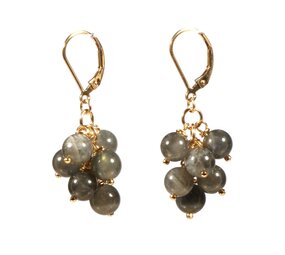 Gold filled oorbellen labradoriet tros