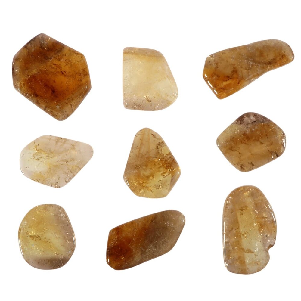 Citrien met rookkwarts (smoky citrien) steen plat gepolijst Citrien met rookkwarts (smoky citrien) steen plat gepolijst