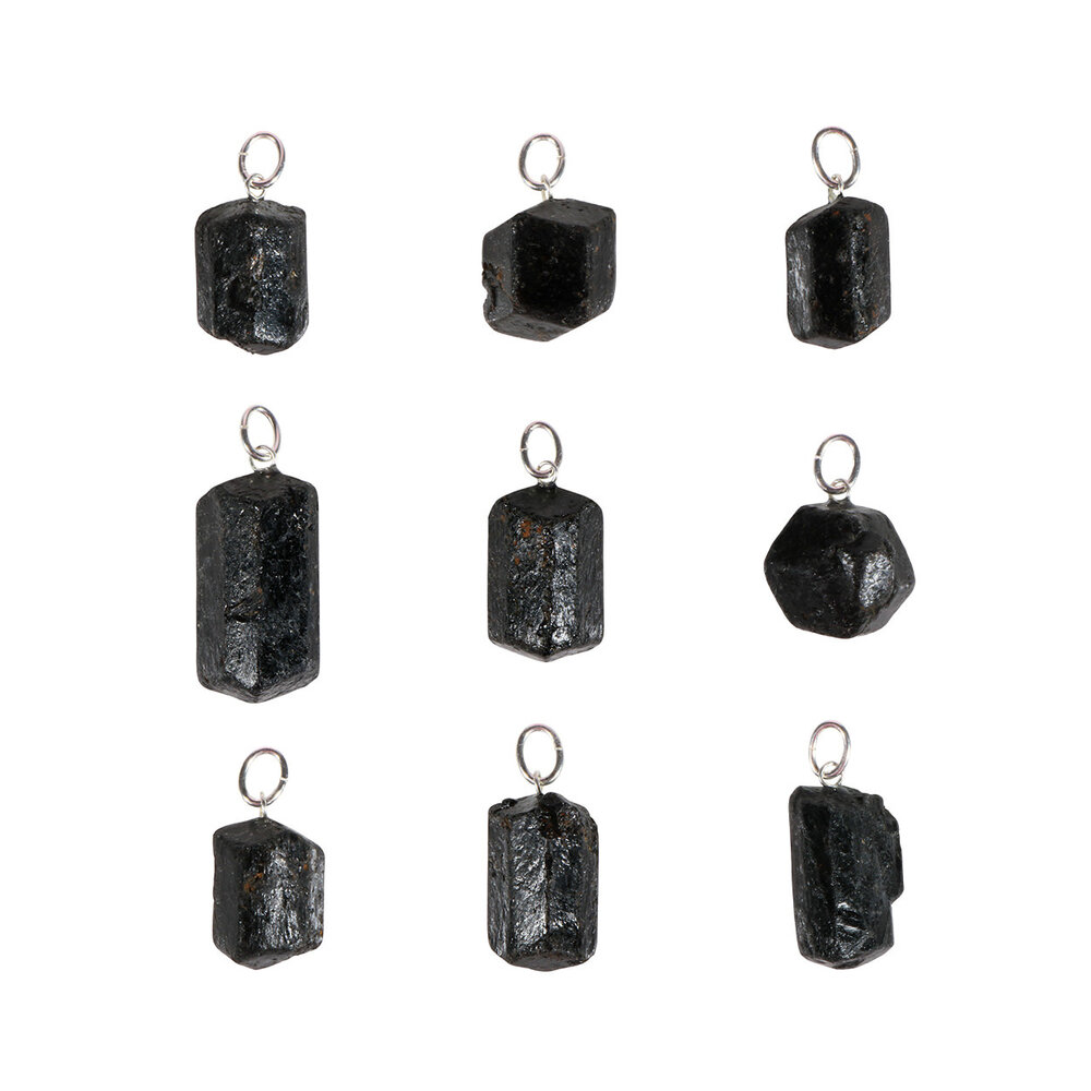 Toermalijn (zwart) hanger kristal met zilveren oogje