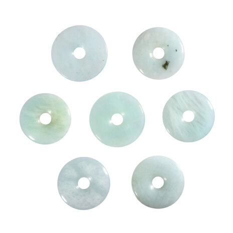 Aquamarijn (blauw) hanger donut 3,8 - 4,2 cm