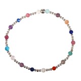 Zilveren armband met multicolour facet kraaltjes | 18 cm