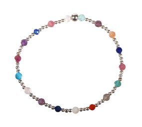 Zilveren armband met multicolour facet kraaltjes | 18 cm Zilveren armband met multicolour facet kraaltjes | 18 cm