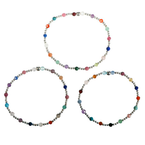 Zilveren armband met multicolour facet kraaltjes | 18 cm Zilveren armband met multicolour facet kraaltjes | 18 cm