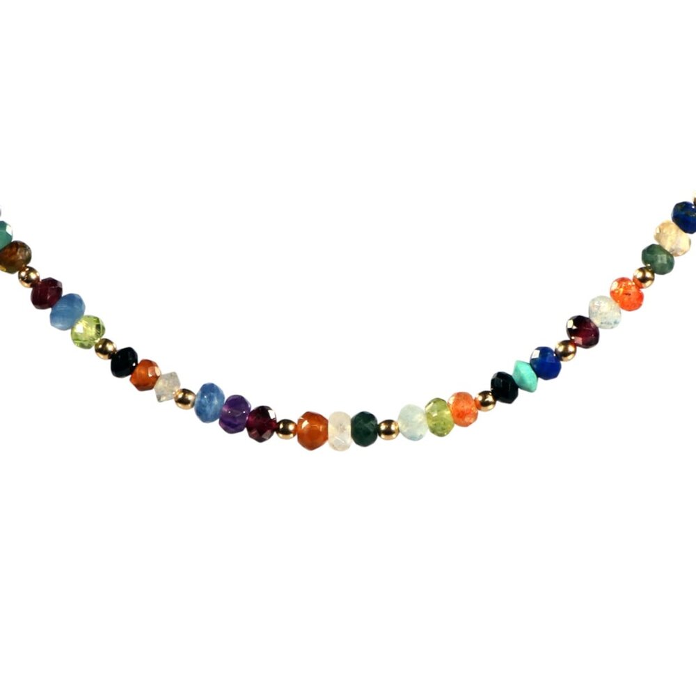 Gold filled ketting met multicolour gefacetteerde rondelles Gold filled ketting met multicolour gefacetteerde rondelles