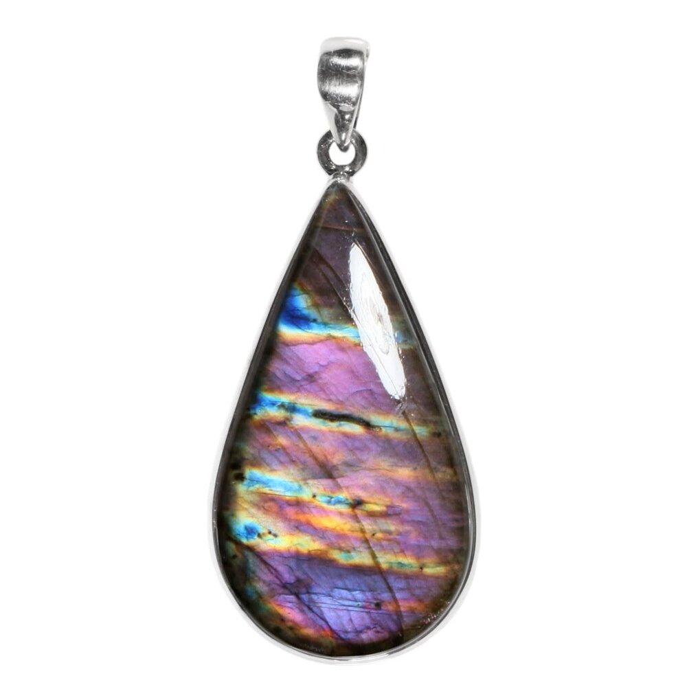 Zilveren hanger labradoriet (paars) | druppel 4,1 x 2,2 cm Zilveren hanger labradoriet (paars) | druppel 4,1 x 2,2 cm