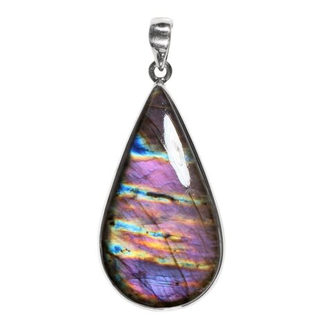 Zilveren hanger labradoriet (paars) | druppel 4,1 x 2,2 cm Zilveren hanger labradoriet (paars) | druppel 4,1 x 2,2 cm