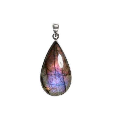 Zilveren hanger labradoriet (paars) | druppel 3,5 x 2 cm Zilveren hanger labradoriet (paars) | druppel 3,5 x 2 cm