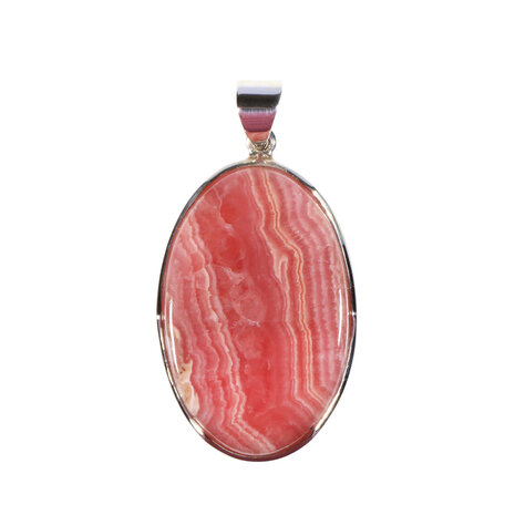 Zilveren hanger rhodochrosiet | ovaal 3,6 x 2,3 cm Zilveren hanger rhodochrosiet | ovaal 3,6 x 2,3 cm