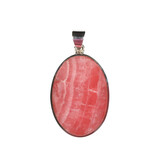 Zilveren hanger rhodochrosiet | ovaal 3,4 x 2,3 cm