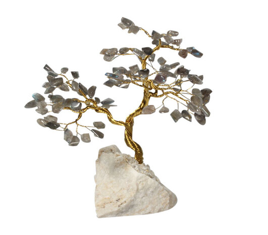 Labradoriet edelsteen boompje op steen