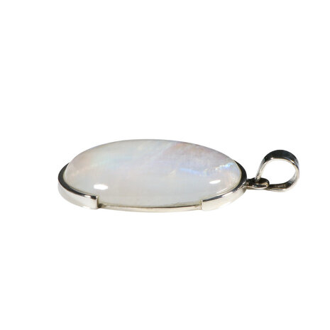 Zilveren hanger maansteen (regenboog) | ovaal 3,5 x 2,5 cm