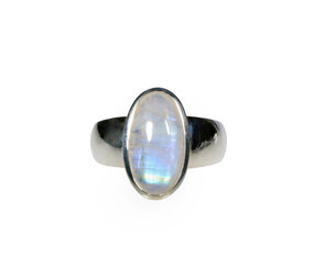 Zilveren ring maansteen (regenboog) maat 19 1/2 | ovaal 1,7 x 0,9 cm