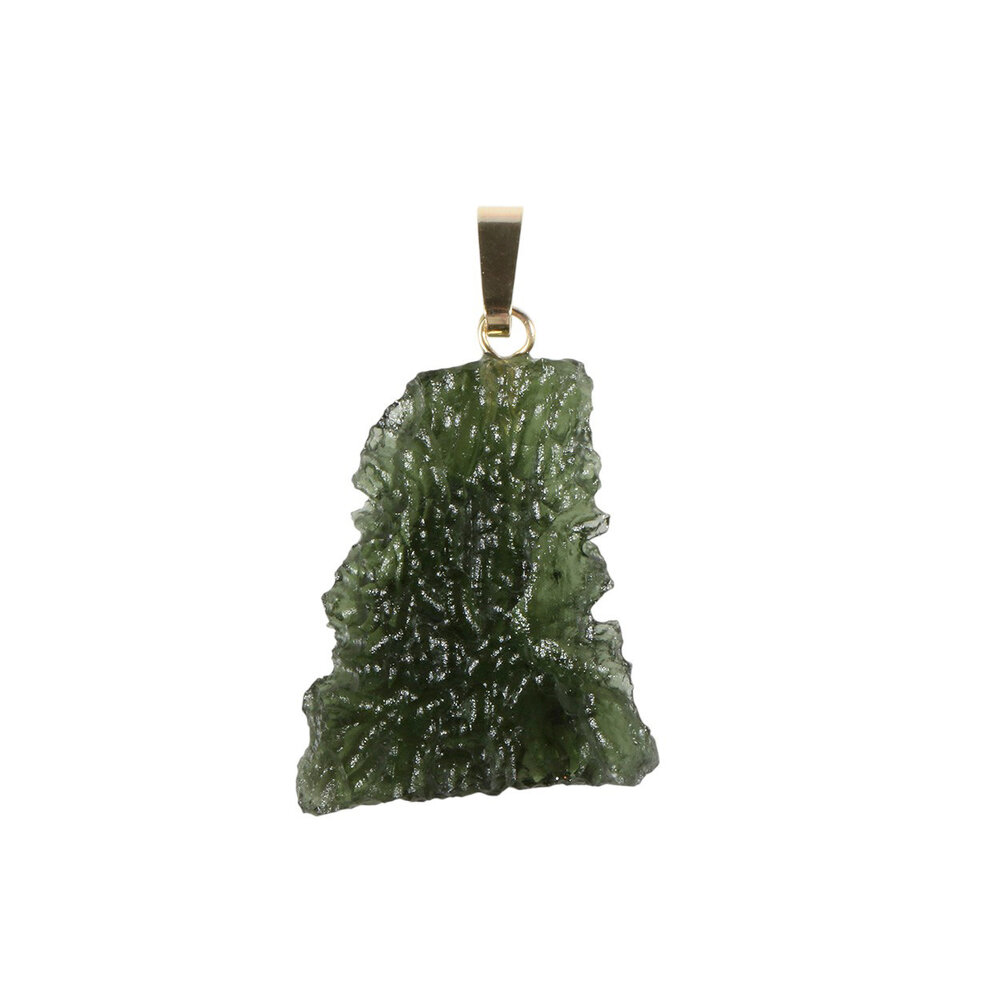 Moldaviet hanger ruw met 14k gouden oogje | 3,62 gram