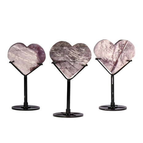 Lepidoliet A-kwaliteit hart op standaard (zwart) klein Lepidoliet A-kwaliteit hart op standaard (zwart) klein