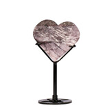 Lepidoliet A-kwaliteit hart op standaard (zwart) klein