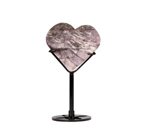 Lepidoliet A-kwaliteit hart op standaard (zwart) klein Lepidoliet A-kwaliteit hart op standaard (zwart) klein